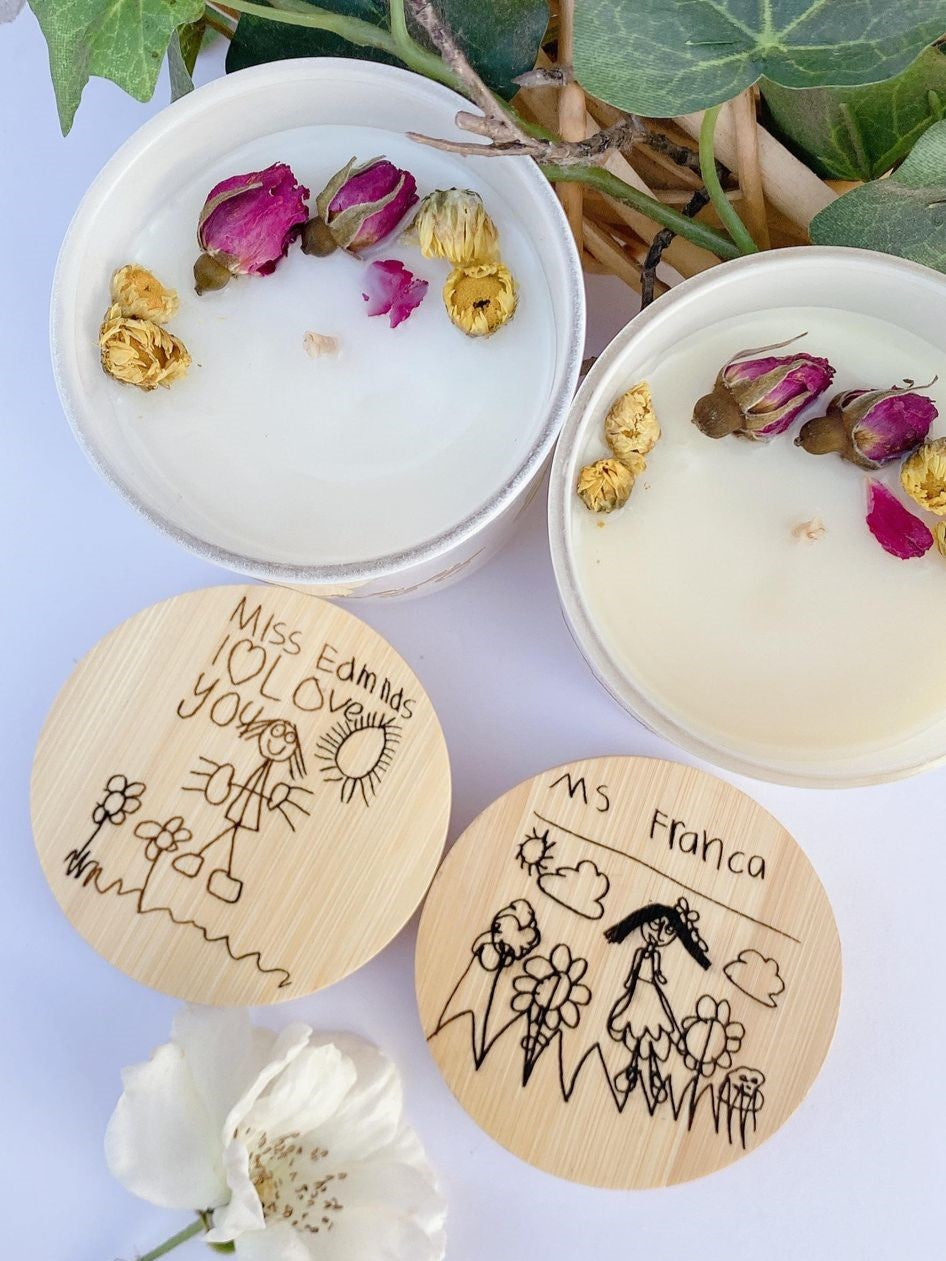 PERSONALIZED KID DRAWING/TEACHER APPRECIATION GIFT/MOTHER'S DAY/GRANDPARENT'S DAY CANDLE